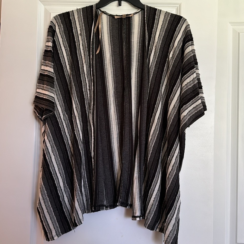 My Danielle Black Gray and Cream Striped Wrap Size S/M